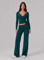 Avrane The Fallon Three-Piece Wrap Set - women's cami, wrap top and wide-leg pants