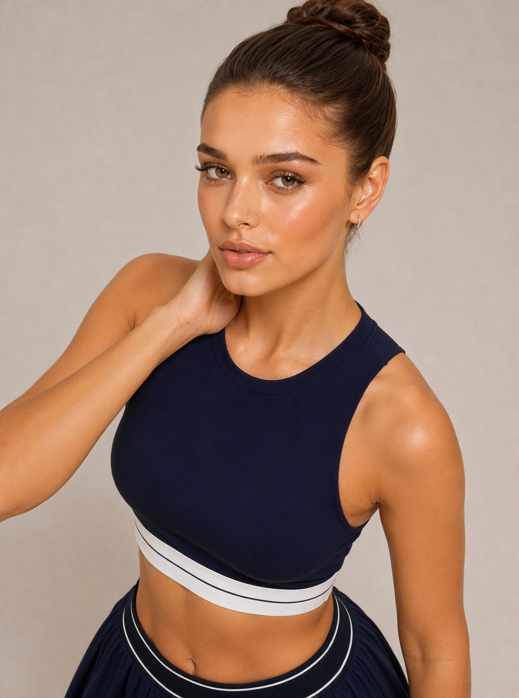 Avrane The Annika Contrast-Band Top - women's contrast-band high-neck cropped tank