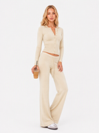 Avrane The Margot Cotton-Blend Lounge Set - women's soft stretch cotton-blend lounge set in apricot, navy, gray, coffee, pink, black