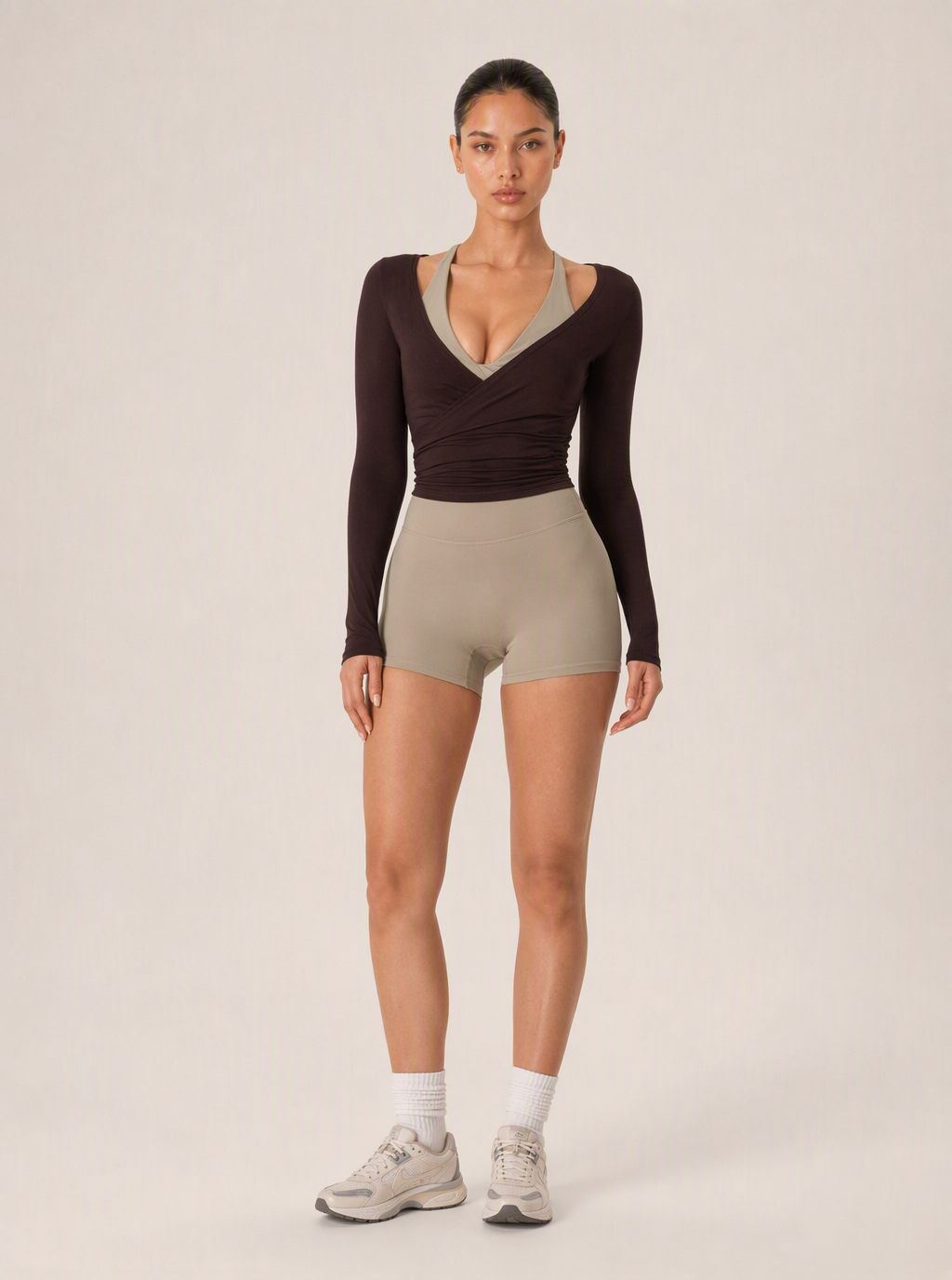Avrane The Saskia Wrap-Tie Top - women's ribbed long-sleeve wrap-tie crop top