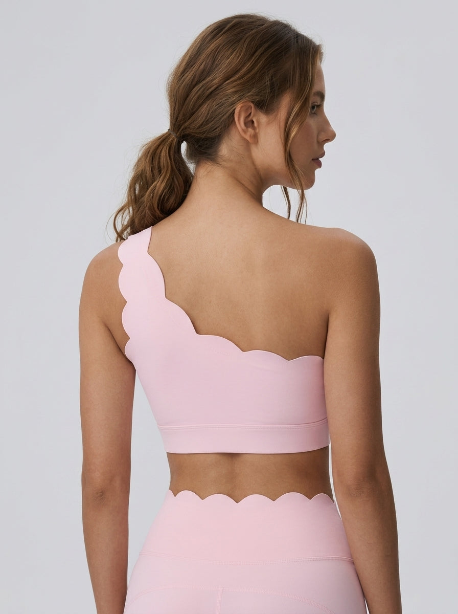 Avrane The Veda Scalloped One-Shoulder Top - women's asymmetric longline crop top