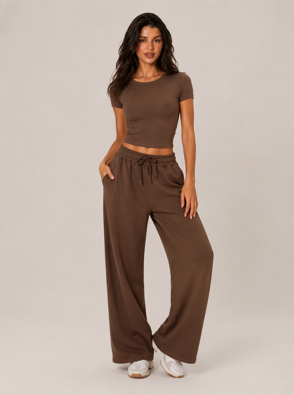 Avrane The Leonie Jacquard Wide-Leg Pant - women's textured drawstring lounge pant
