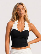Avrane The Selene Scalloped Halter Top