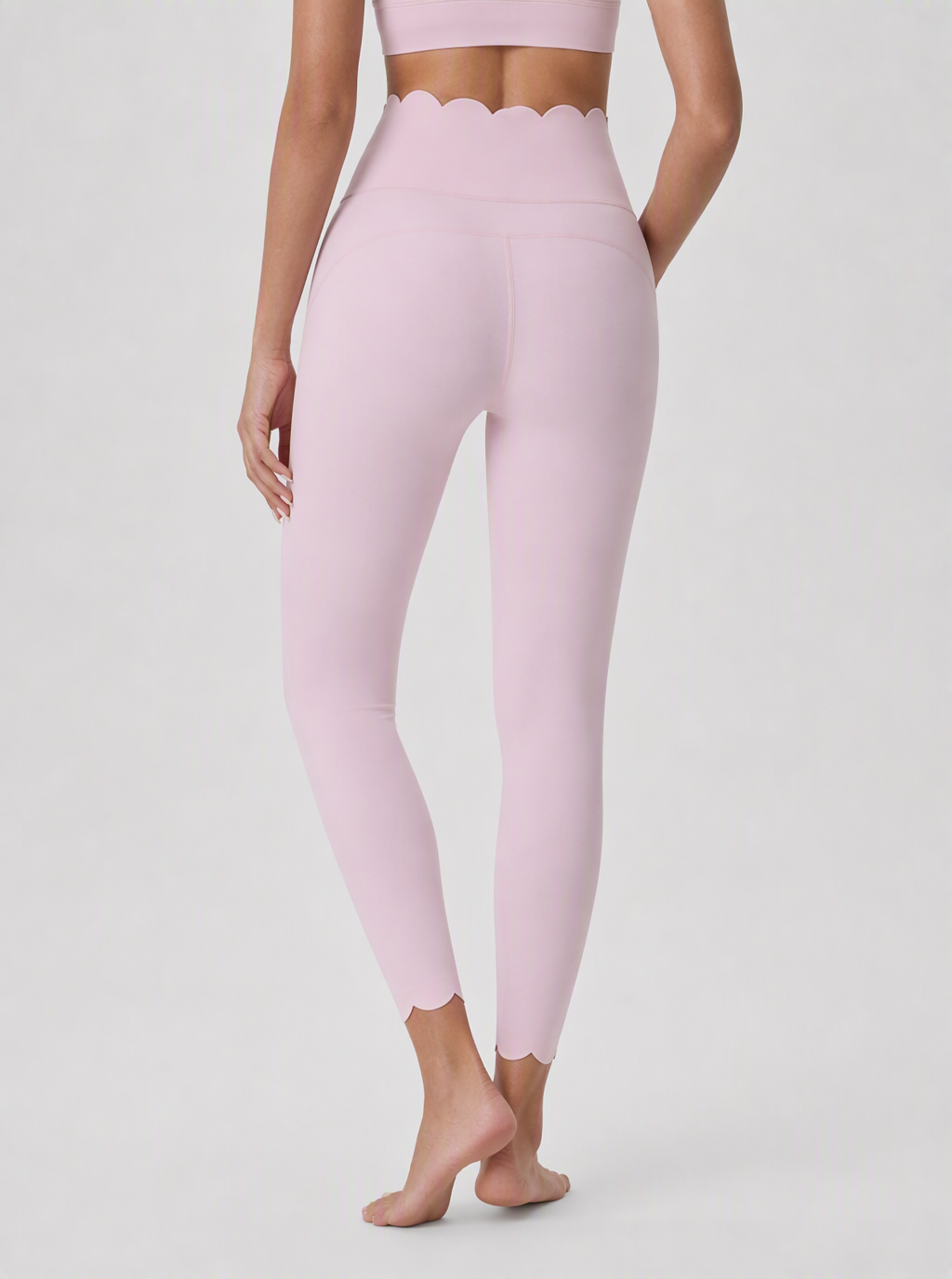 Avrane The Noemi Scalloped Ankle Bottom - women's high-rise scalloped leggings