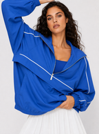 Avrane The Blair Contrast-Trim Outerwear - women's half-zip nylon active layer with contrast piping