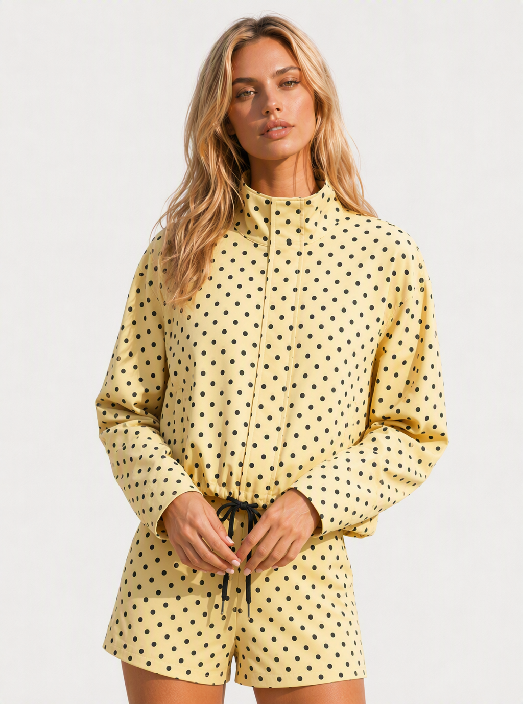 Avrane The Adriana Polka-Dot Zip Top