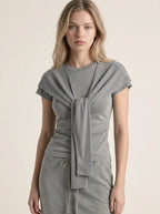 Avrane Wynn Knit Tie Shoulder Shrug