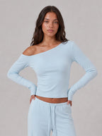 Avrane The Esme Asymmetric Wide-Leg Set - women's off-shoulder top and wide-leg pants