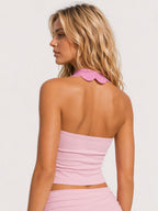 Avrane The Selene Scalloped Halter Top - women's padded two-tone halter crop top