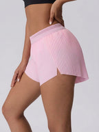 Avrane The Greer Pleated Liner Bottom - women's side-split shorts with built-in liner