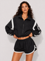 Avrane The Calla Color-Block Track Set - women's zip jacket and dolphin-hem shorts