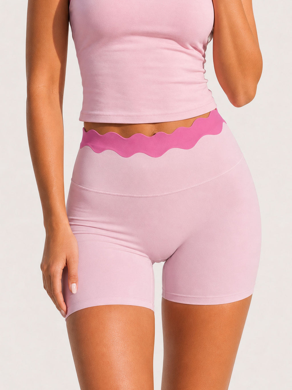 Avrane The Solene Wave-Waist Short Bottom - women's high-rise contrast biker shorts