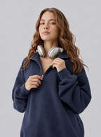 Avrane The Odessa Half-Zip Lounge Set - women's oversized half-zip sweatshirt and wide-leg pant set in black, gray, coffee, green, navy