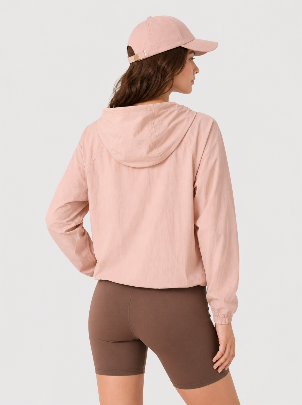 Avrane The Maren pink hooded utility jacket with flap pockets and drawcord hem