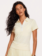 Avrane Juliana Club Polo - women's slim-fit tennis polo with contrast stripe trim in yellow