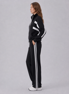 Avrane The Linnea Striped Wide-Leg Set - women's zip jacket and contrast-stripe pants