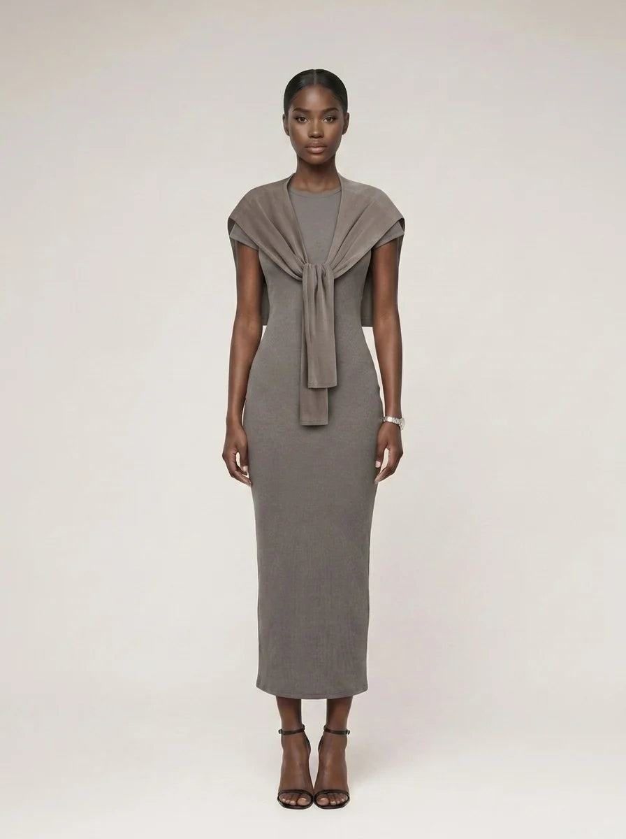 Avrane Wynn Knit Tie Shoulder Shrug