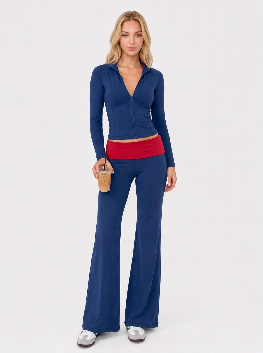 Avrane The Adeline Contrast-Trim Set - women's navy contrast-trim stretch set in navy Main image