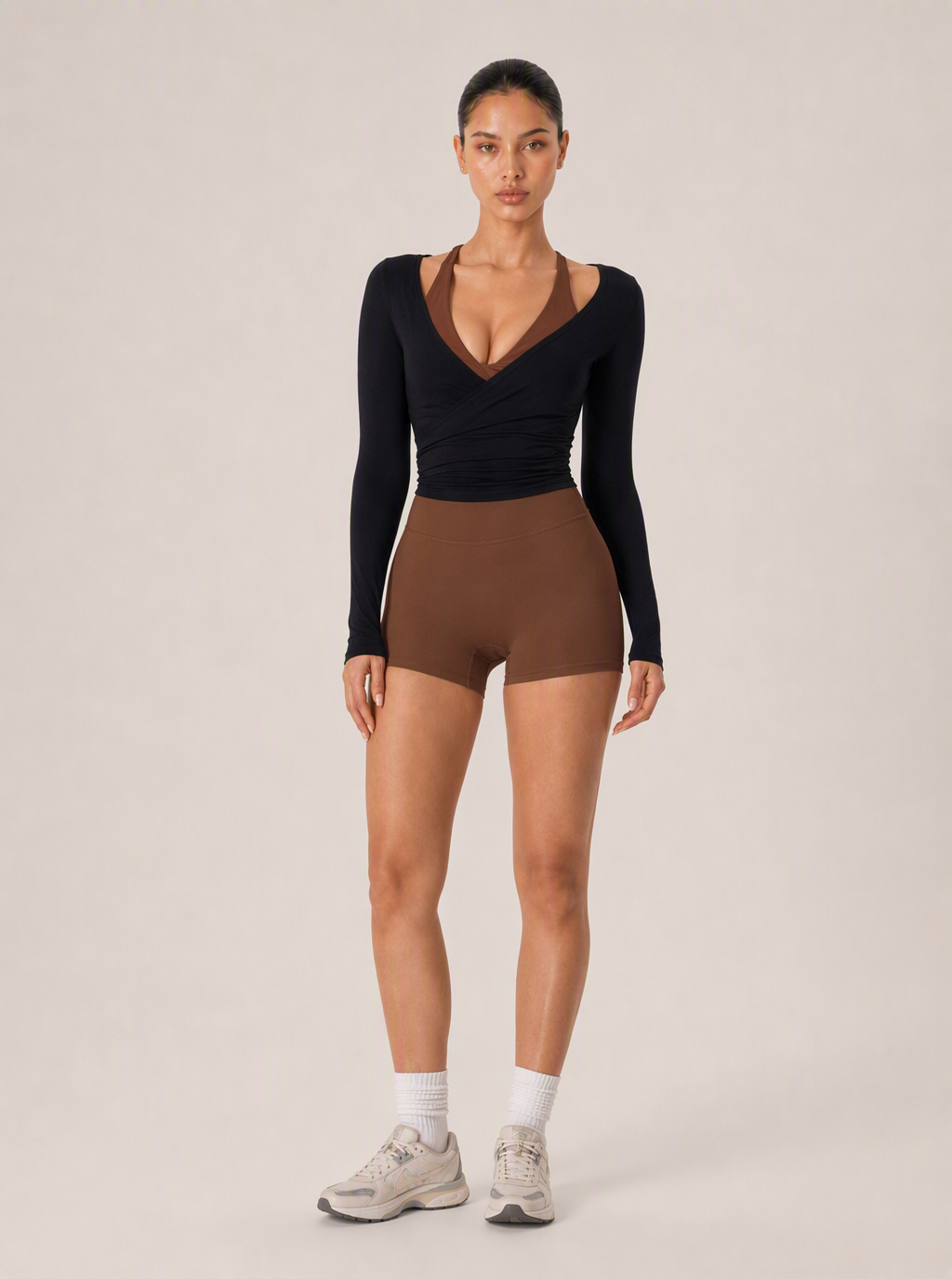 Avrane The Saskia Wrap-Tie Top - women's ribbed long-sleeve wrap-tie crop top