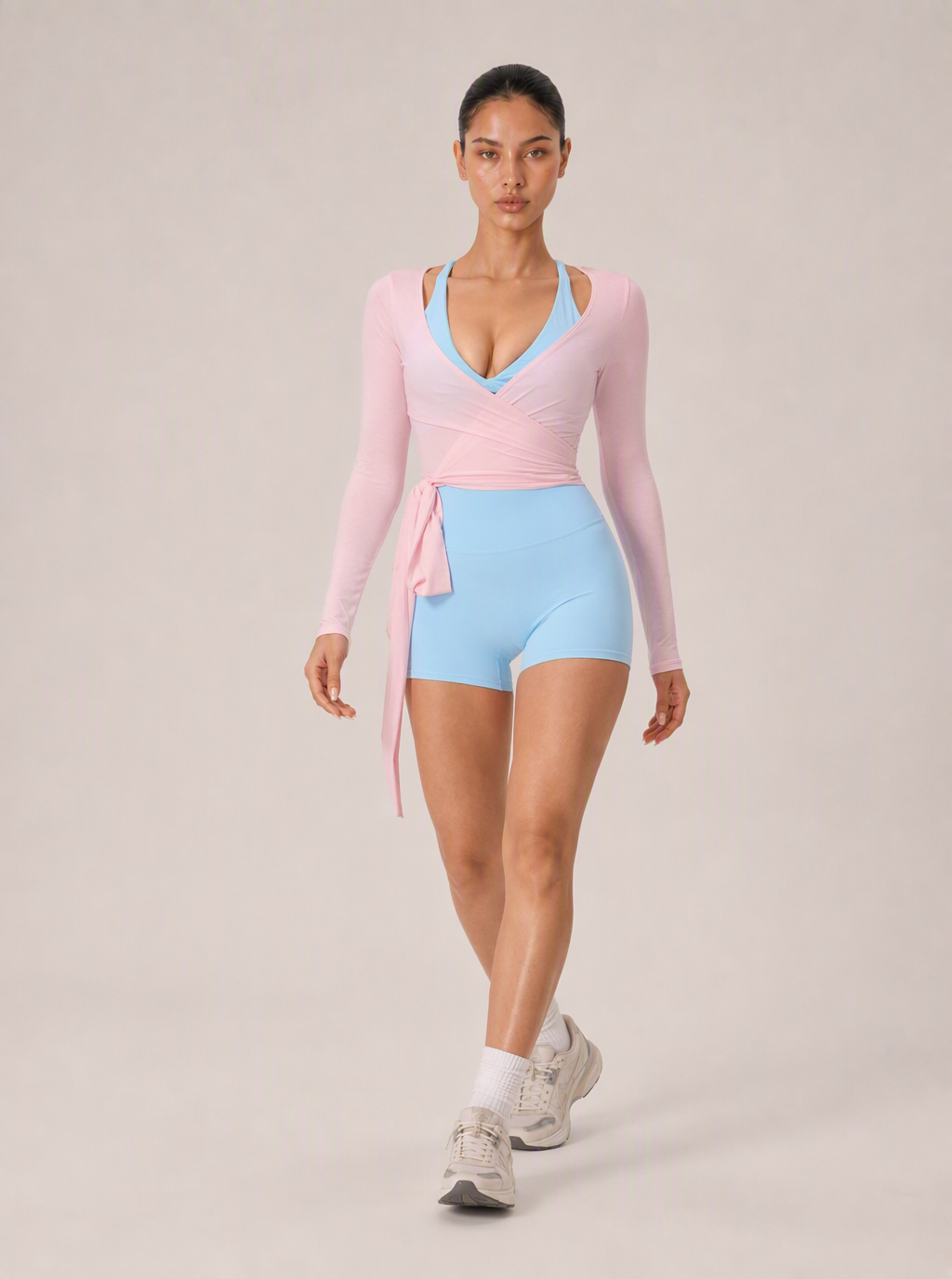 Avrane The Saskia Wrap-Tie Top - women's ribbed long-sleeve wrap-tie crop top