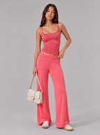 Avrane The Kaia Striped Cami Wide-Leg Set - women's striped cami and foldover wide-leg pant set in blue green, gray, orange, pink