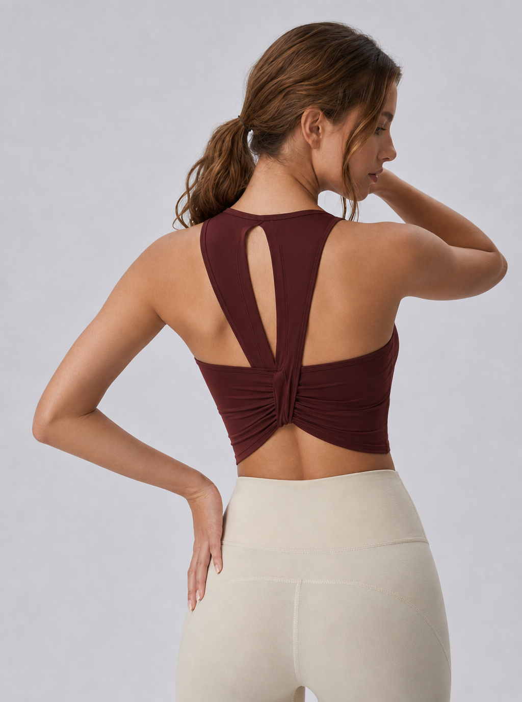 Avrane The Tamsin Twist-Back Racer Top - women's fitted open-back crop top
