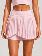 Avrane Maisie Pleated Skort - women's asymmetrical layered pleated tennis skort in pink