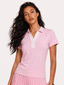 Avrane Juliana Club Polo - women's slim-fit tennis polo with contrast stripe trim in pink