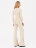 Avrane The Margot Cotton-Blend Lounge Set - women's soft stretch cotton-blend lounge set in apricot, navy, gray, coffee, pink, black