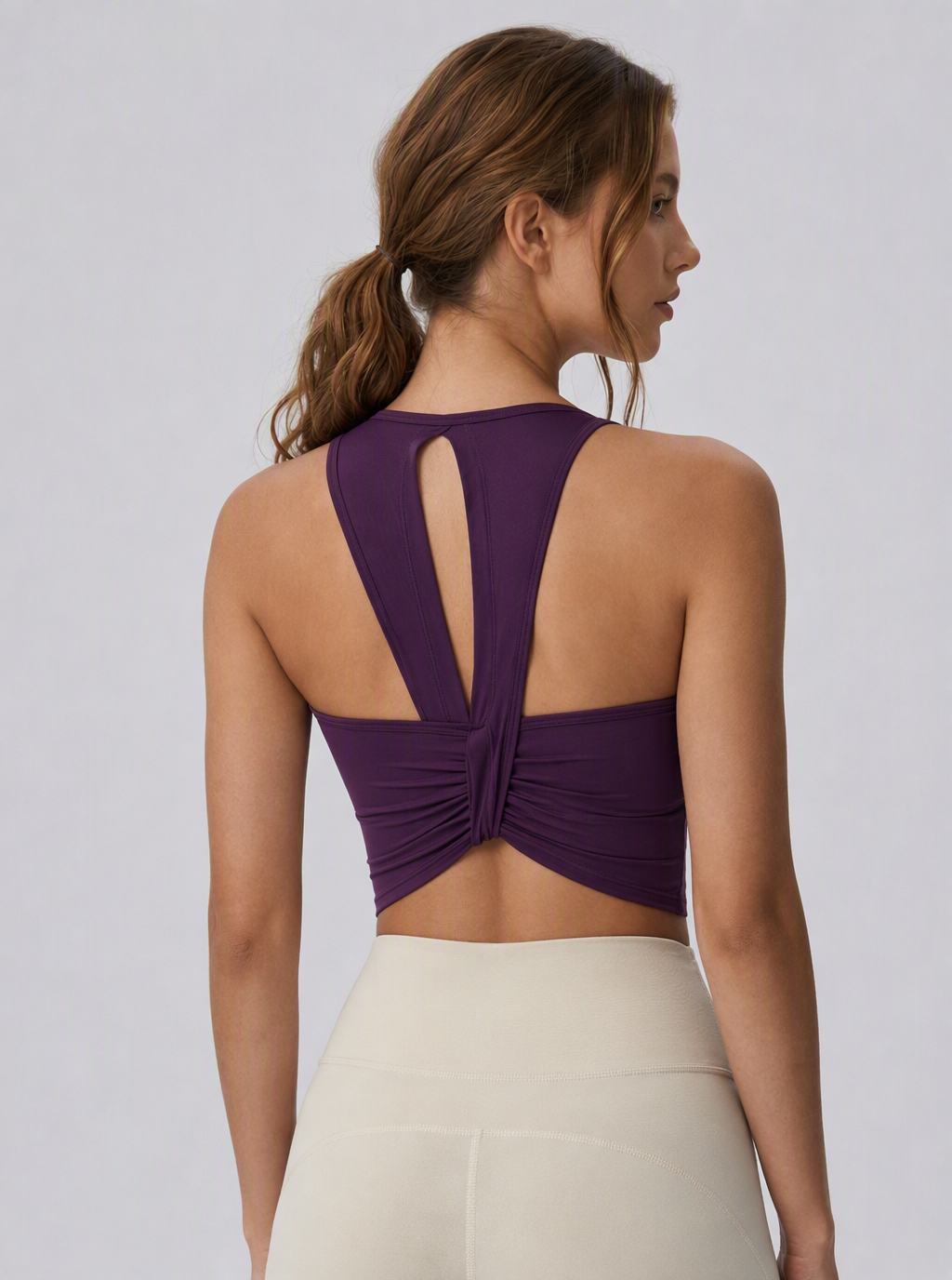 Avrane The Tamsin Twist-Back Racer Top - women's fitted open-back crop top
