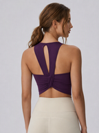 Avrane The Tamsin Twist-Back Racer Top - women's fitted open-back crop top