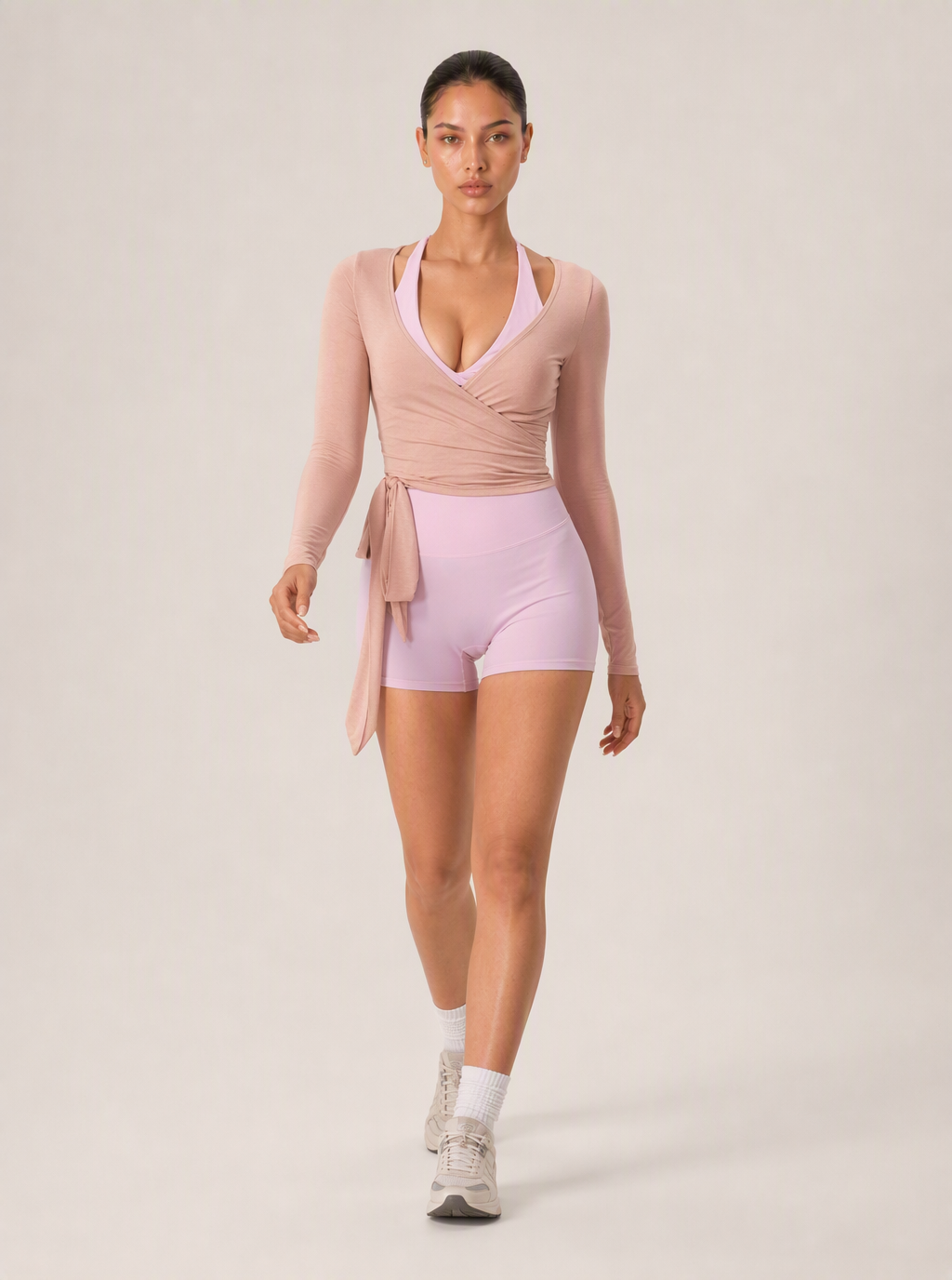 Avrane The Saskia Wrap-Tie Top - women's ribbed long-sleeve wrap-tie crop top