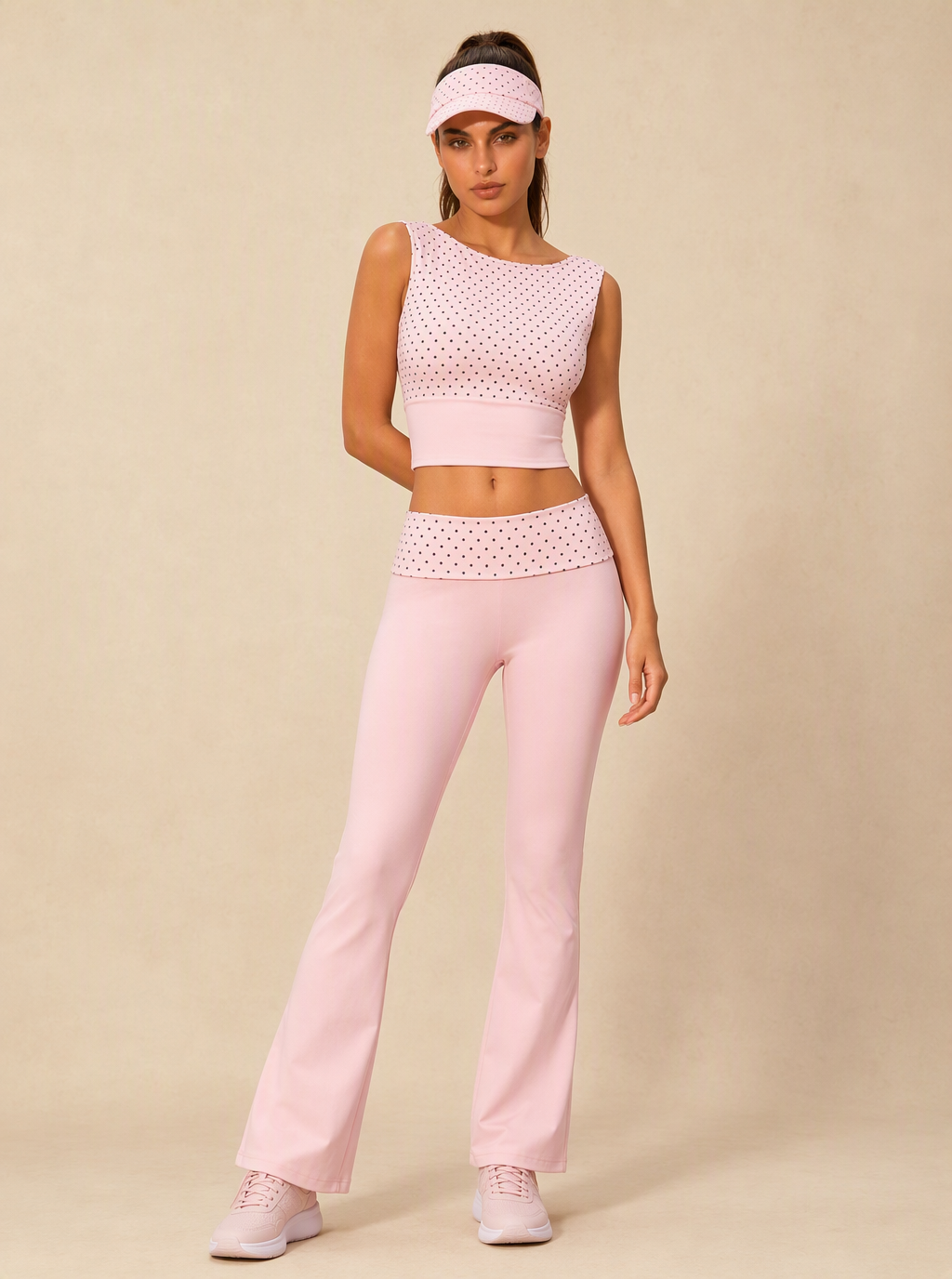 Avrane Daphne Polka Dot Built-In-Bra Active Top - women's polka dot active top with removable pads