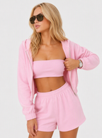 Avrane The Sienna Three-Piece Set - women's stretch three-piece athleisure set with bandeau top, sweatshirt and pants