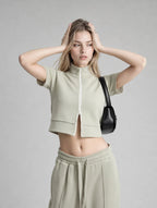 Avrane Rylee Short Sleeve Zip Jacket Top